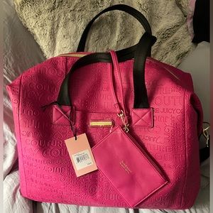 Juicy Couture Raspberry Tart Word Play Overnighter Duffle Bag